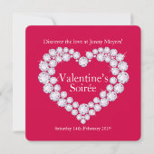 Valentine soirée diamonds herz Partys lade Einladung (Vorderseite)
