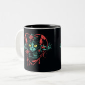 Valentine Spooky Katzen und Blut Zweifarbige Tasse (Vorderseite Links)