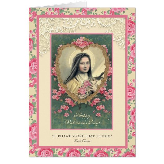 Valentine St. Therese Catholic Religious Pink Rose (Vorne)