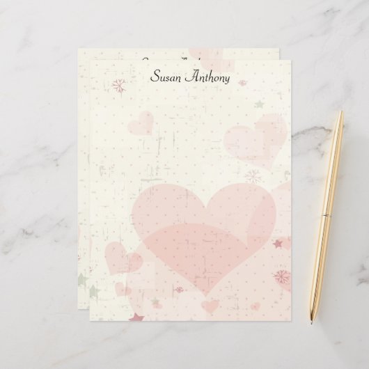 Valentine Stationäres rosa Herz (Vorderseite/Rückseite Beispiel)