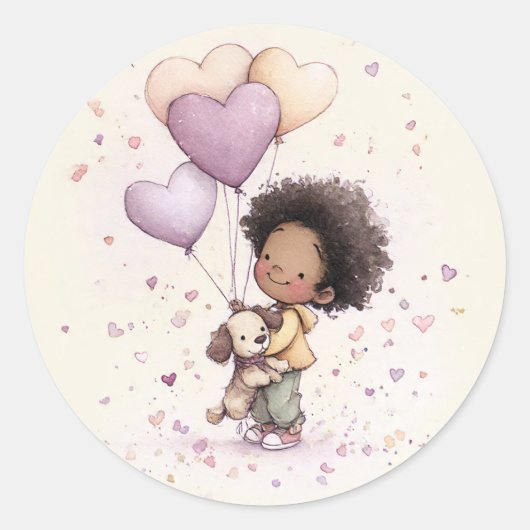Valentine Stickers – African American Toddler (Vorderseite)