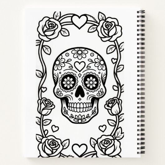 Valentine Sugar Skull Notebook Notizblock (Rückseite)
