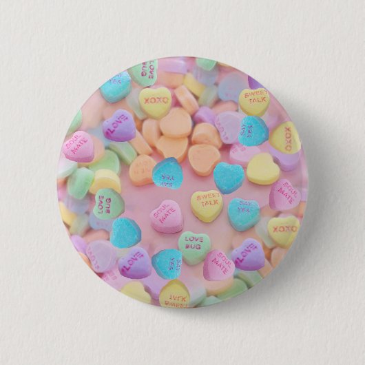 Valentine Süßwarenherzen Button (Vorderseite)