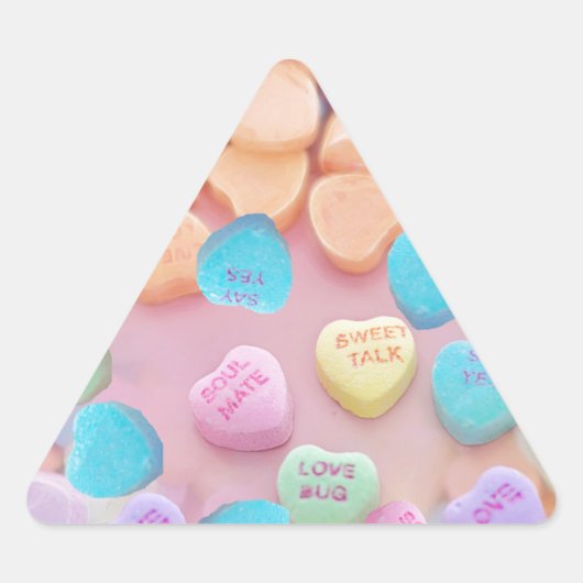 Valentine Süßwarenherzen Dreieckiger Aufkleber (Vorderseite)