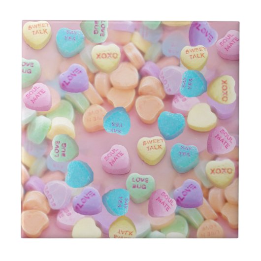 Valentine Süßwarenherzen Fliese (Vorderseite)