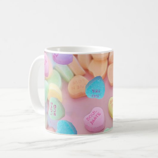 Valentine Süßwarenherzen Kaffeetasse (Vorderseite Links)