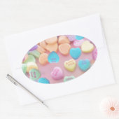 Valentine Süßwarenherzen Ovaler Aufkleber (Umschlag)