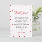 Valentine Sweatheart birthday Thank You card Einladung (Stehend Vorderseite)