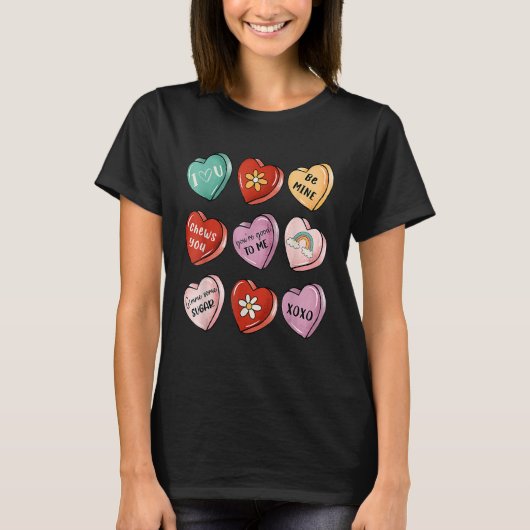 Valentine Sweet Candy Heart Kiss Happy Valentine's T-Shirt (Vorderseite)