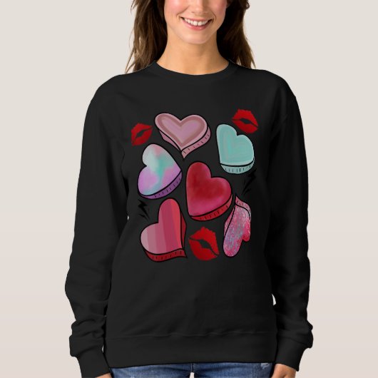 Valentine Sweet Candy Heart Kiss Lips Happy Valent Sweatshirt (Vorderseite)
