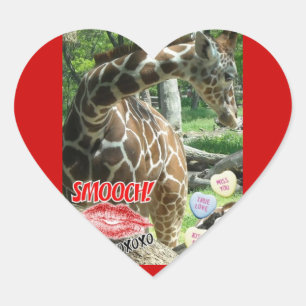 Valentine Sweetest Day Giraffe Herz-Aufkleber