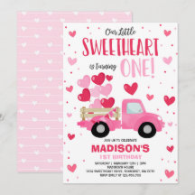 Valentine Sweetheart 1. Geburtstag Pink Red Truck