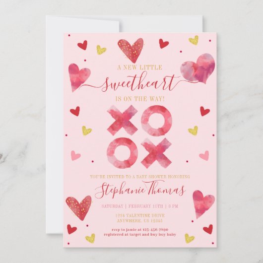 Valentine Sweetheart Babydusche Einladung (Vorderseite)