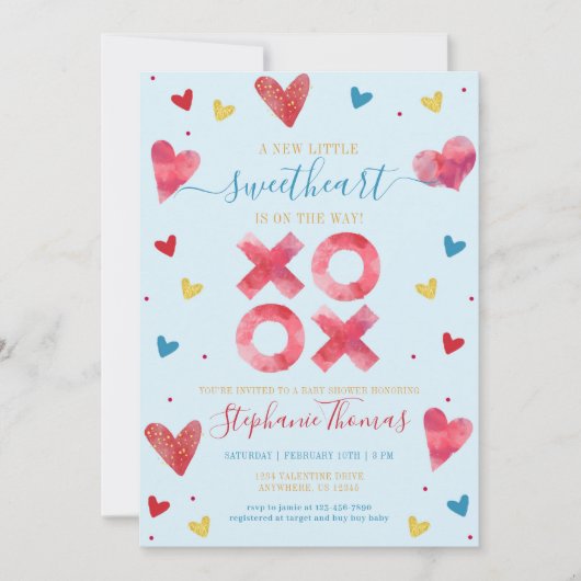 Valentine Sweetheart Boy Baby Shower Einladung (Vorderseite)