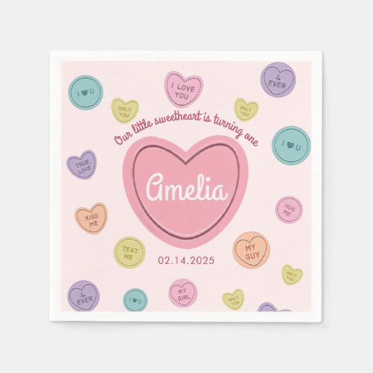 Valentine Sweetheart Candy Birthday Paper Napkin Serviette (Vorderseite)