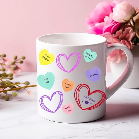 Valentine Sweetheart Candy Phrases Tasse