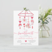 Valentine Sweetheart Mobile Baby Shower Einladung (Stehend Vorderseite)