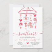 Valentine Sweetheart Mobile Baby Shower Einladung (Vorderseite)