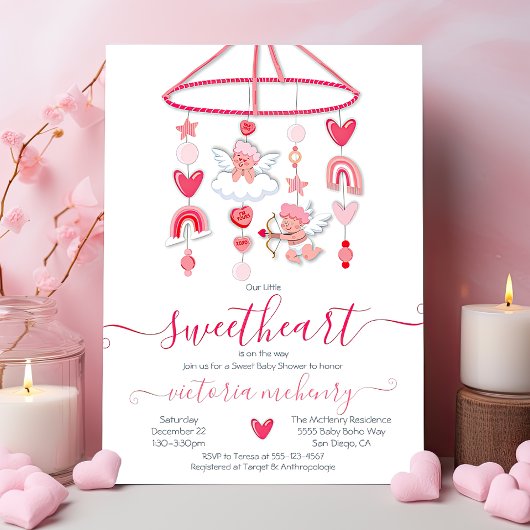 Valentine Sweetheart Mobile Baby Shower Einladung