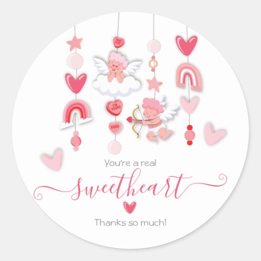 Valentine Sweetheart Mobile Baby Shower Runder Aufkleber (Vorderseite)