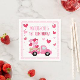 Valentine Sweetheart Pink 1. Geburtstag Party Deko Serviette