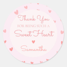 Valentine Sweetheart Pink Peach Herzen Geburtstag Runder Aufkleber