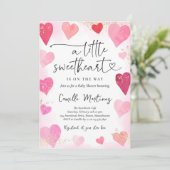 Valentine Sweetheart Pink Red Hearts Baby Dusche Einladung (Stehend Vorderseite)