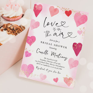 Valentine Sweetheart Pink Red Hearts Brautparty Einladung
