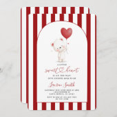 Valentine Sweetheart Teddy Bear Baby Shower Einladung (Vorne/Hinten)