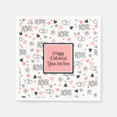 Valentine Tablescape Love Text Sketch Style Napkin Serviette (Vorderseite)