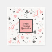 Valentine Tableware Pink Black Love Sketch Napkins Serviette (Vorderseite)