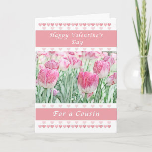 Valentine-Tag für einen Cousin, rosa Herzen und Feiertagskarte