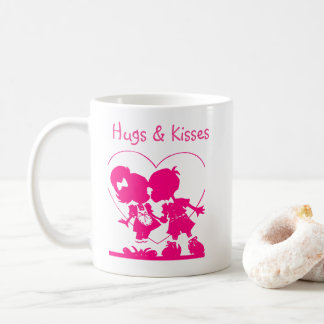 Valentine Tasse Rosa Küssen Silhouette