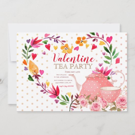 Valentine Tea Party Einladung (Vorderseite)