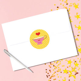 Valentine Tea Party Runder Aufkleber