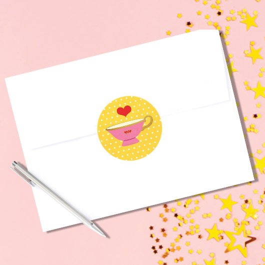 Valentine Tea Party Runder Aufkleber