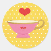 Valentine Tea Party Runder Aufkleber (Vorderseite)