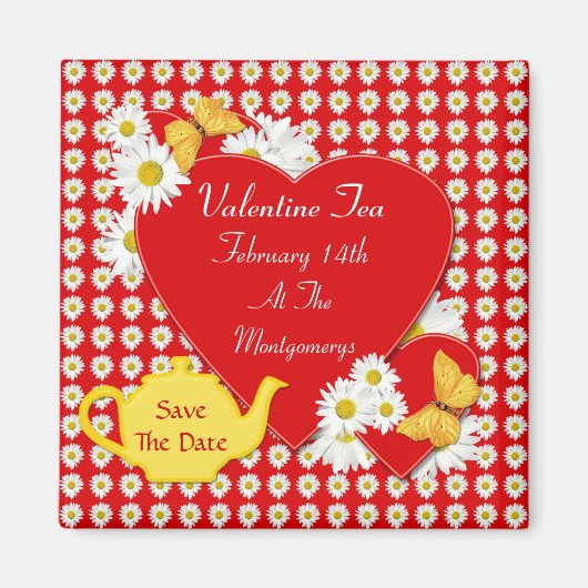 Valentine Tea Party Speichern Sie die Datumsmagnet Magnet (Vorne)