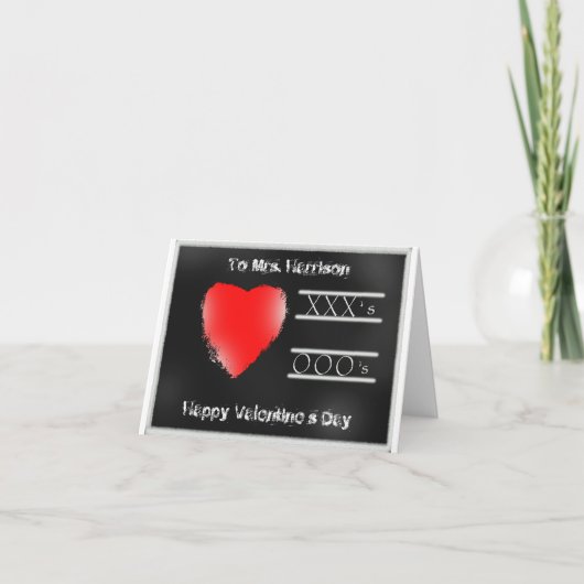 Valentine Teacher Chalkboard Card Karte (Vorderseite)