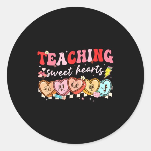 Valentine Teaching Sweet Hearts Teacher Men Women Runder Aufkleber (Vorderseite)
