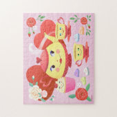 Valentine Teapot, Teacups und Rose mit Herz Puzzle (Vertikal)