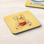 Valentine Teddy Bär mit Herz Getränkeuntersetzer (Linke Seite)