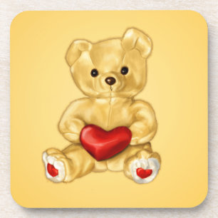 Valentine Teddy Bär mit Herz Getränkeuntersetzer