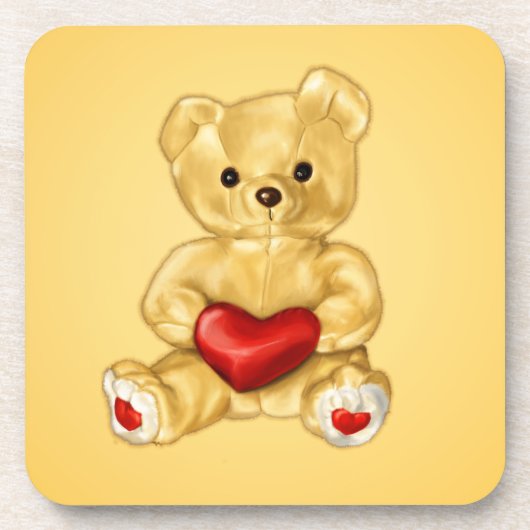 Valentine Teddy Bär mit Herz Getränkeuntersetzer (Vorderseite)