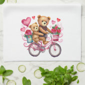 Valentine Teddy Bären auf dem Fahrrad Geschirrtuch (Gefaltet)