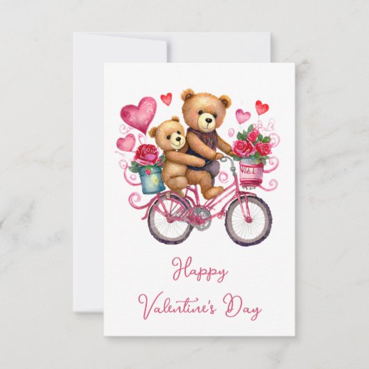 Valentine Teddy Bären auf dem Fahrrad Karte (Vorderseite)