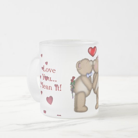 Valentine Teddy Bären Mattglastasse (Vorderseite Links)