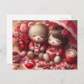 Valentine Teddy Bären Postkarte (Vorne/Hinten)