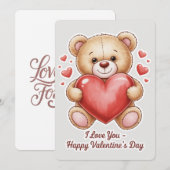 Valentine teddy bear feiertagskarte (Vorne/Hinten)