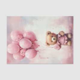 Valentine Teddy Bear Holding Pink Balloons Seidenpapier